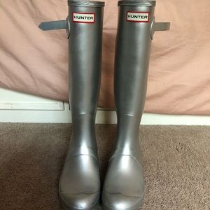 Metallic Silver Tall Hunter Rain Boots
